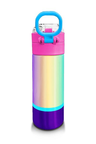 Coral High Kids Renkli Çizgili Pipetli ve Direkt İçim Çelik Termos 500 ml 31836 - 3