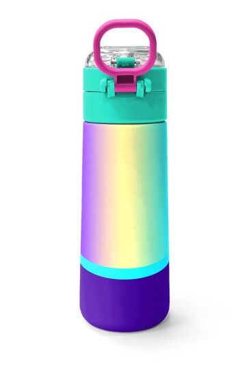 Coral High Kids Renkli Çizgili Pipetli ve Direkt İçim Çelik Termos 500 ml 31836 - 4
