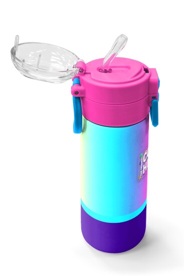 Coral High Kids Renkli Çizgili Pipetli ve Direkt İçim Çelik Termos 500 ml 31836 - 5