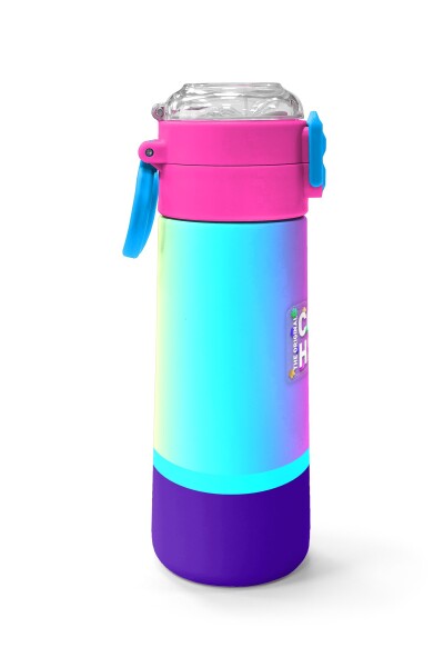 Coral High Kids Renkli Çizgili Pipetli ve Direkt İçim Çelik Termos 500 ml 31836 - 2