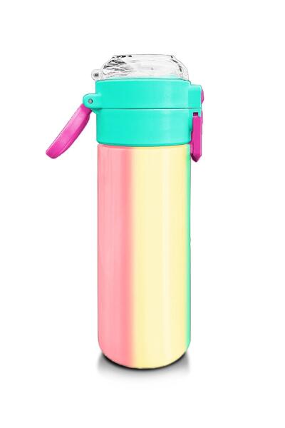 Coral High Kids Renkli Çizgili Pipetli ve Direkt İçim Çelik Termos 500 ml 31844 - 2