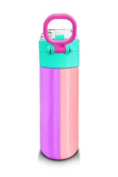Coral High Kids Renkli Çizgili Pipetli ve Direkt İçim Çelik Termos 500 ml 31844 - 3