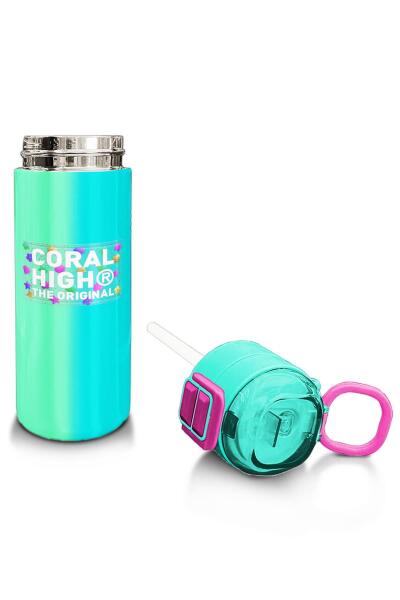 Coral High Kids Renkli Çizgili Pipetli ve Direkt İçim Çelik Termos 500 ml 31844 - 4