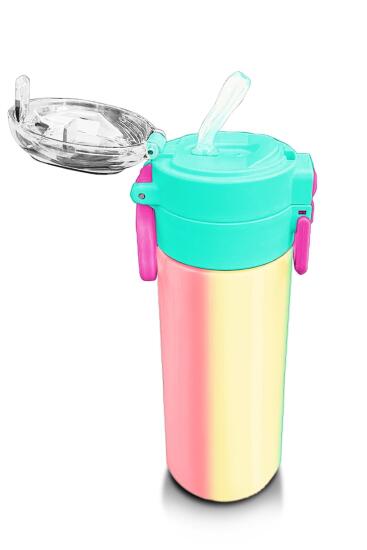 Coral High Kids Renkli Çizgili Pipetli ve Direkt İçim Çelik Termos 500 ml 31844 - 5