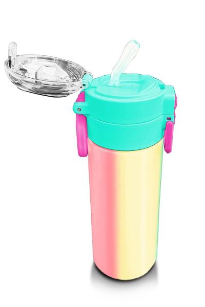 Coral High Kids Renkli Çizgili Pipetli ve Direkt İçim Çelik Termos 500 ml 31844 - 5