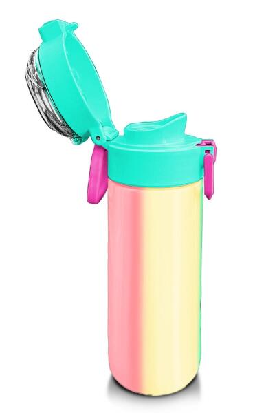 Coral High Kids Renkli Çizgili Pipetli ve Direkt İçim Çelik Termos 500 ml 31844 - 6