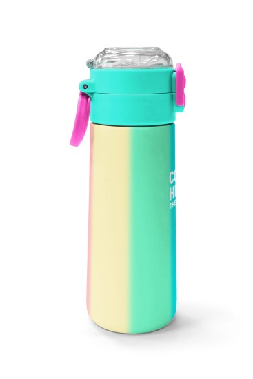 Coral High Kids Renkli Çizgili Pipetli ve Direkt İçim Çelik Termos 500 ml 31844 - 2