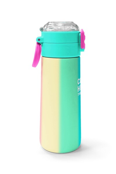 Coral High Kids Renkli Çizgili Pipetli ve Direkt İçim Çelik Termos 500 ml 31844 - 2