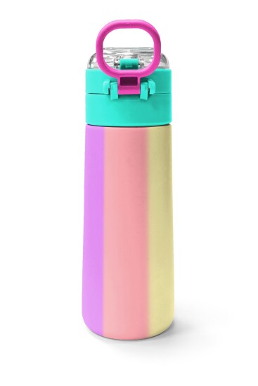 Coral High Kids Renkli Çizgili Pipetli ve Direkt İçim Çelik Termos 500 ml 31844 - 4