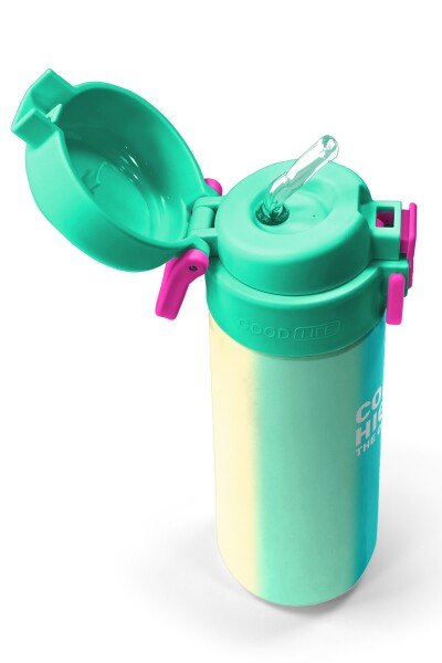 Coral High Kids Renkli Çizgili Pipetli ve Direkt İçim Çelik Termos 500 ml 31844 - 2