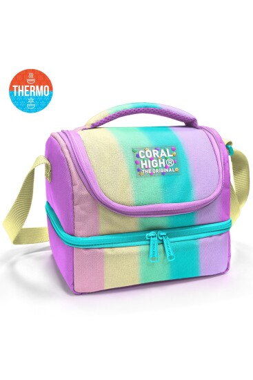 Coral High Kids Renkli Çizgili Thermo İki Katlı Beslenme Çantası 37214 - Coral High