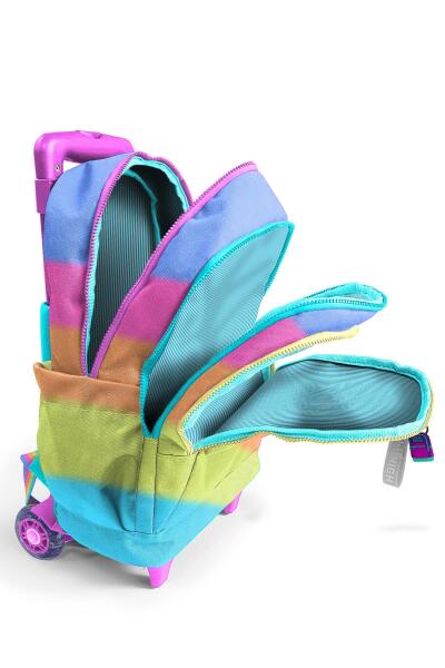 Coral High Kids Renkli Çizgili Üç Bölmeli Çekçekli Okul Sırt Çantası 23970 - 3