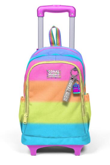 Coral High Kids Renkli Çizgili Üç Bölmeli Çekçekli Okul Sırt Çantası 23970 - 8