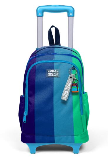 Coral High Kids Renkli Çizgili Üç Bölmeli Çekçekli Okul Sırt Çantası 23981 - 9