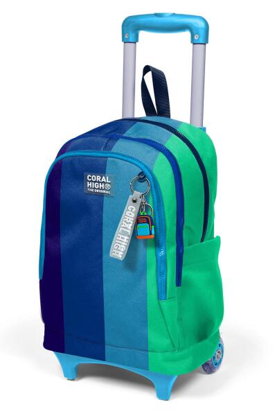 Coral High Kids Renkli Çizgili Üç Bölmeli Çekçekli Okul Sırt Çantası 23981 - 7