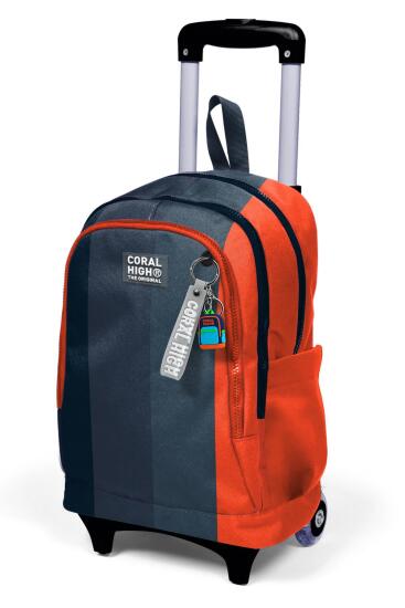 Coral High Kids Renkli Çizgili Üç Bölmeli Çekçekli Okul Sırt Çantası 23982 - 6