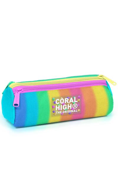 Coral High Kids Renkli Çizgili Üç Bölmeli Kalem Çantası 11173 - 1