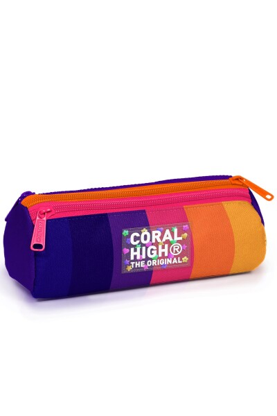 Coral High Kids Renkli Çizgili Üç Bölmeli Kalem Çantası 11174 - 1