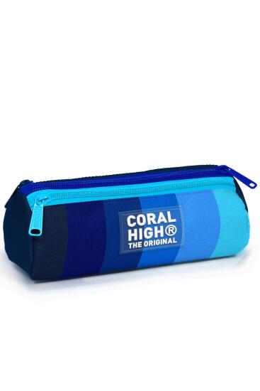Coral High Kids Renkli Çizgili Üç Bölmeli Kalem Çantası 11195 - Coral High KIDS