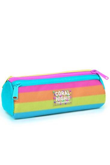 Coral High Kids Renkli Çizgili Üç Bölmeli Kalem Çantası 22086 - Coral High KIDS