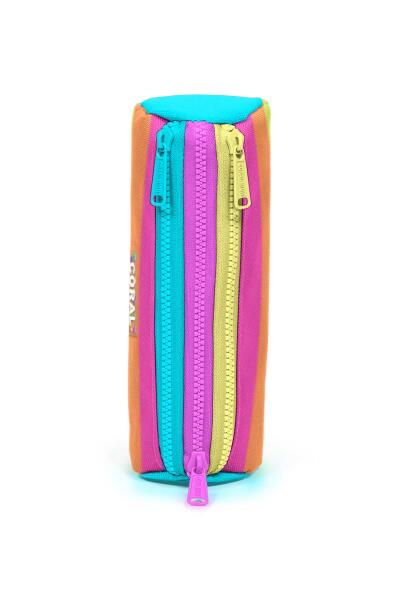 Coral High Kids Renkli Çizgili Üç Bölmeli Kalem Çantası 22086 - 2