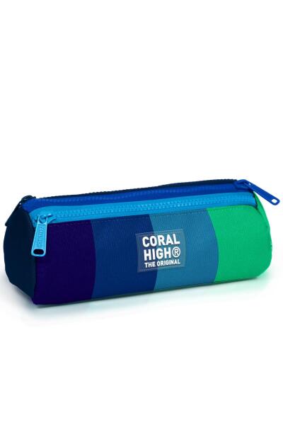 Coral High Kids Renkli Çizgili Üç Bölmeli Kalem Çantası 22097 - 1