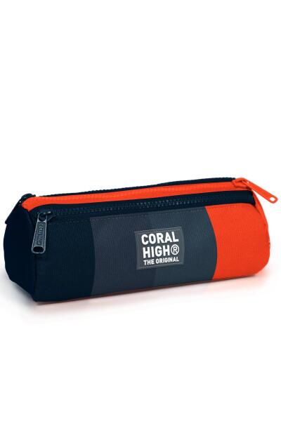 Coral High Kids Renkli Çizgili Üç Bölmeli Kalem Çantası 22098 - 1