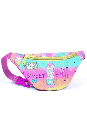 Coral High Kids Renkli Dondurmalı Kedi Desenli Bel Çantası 11524 - Coral High KIDS