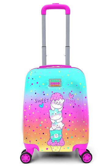 Coral High Kids Renkli Dondurmalı Kedi Desenli Çocuk Valizi 16777 - Coral High