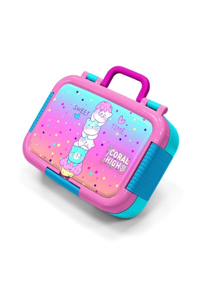 Coral High Kids Renkli Dondurmalı Kedi Desenli Paslanmaz Çelik Beslenme Kabı 39332 - 1