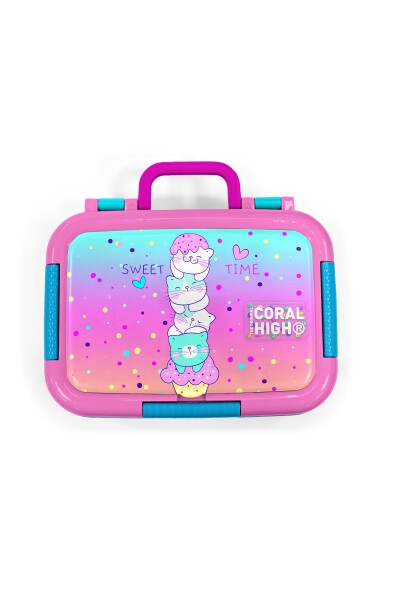 Coral High Kids Renkli Dondurmalı Kedi Desenli Paslanmaz Çelik Beslenme Kabı 39332 - 5