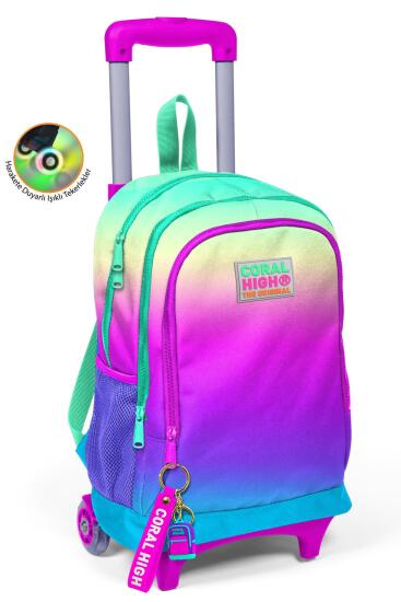 Coral High Kids Renk Geçişli Üç Bölmeli Tekerlekli Çekçekli Okul Sırt Çantası 23910 - Coral High KIDS