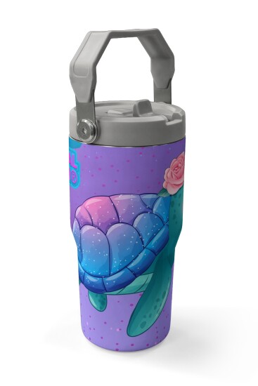 Coral High Renkli Kaplumbağa Desenli Katlanır Ağızlıklı Çelik Termos 600 ml 38912 - 3