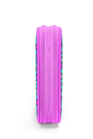 Coral High Kids Renkli Leopar Desenli Çift Katlı Kalem Çanta 11143 - 9