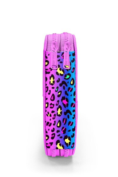 Coral High Kids Renkli Leopar Desenli Çift Katlı Kalem Çanta 11143 - 8