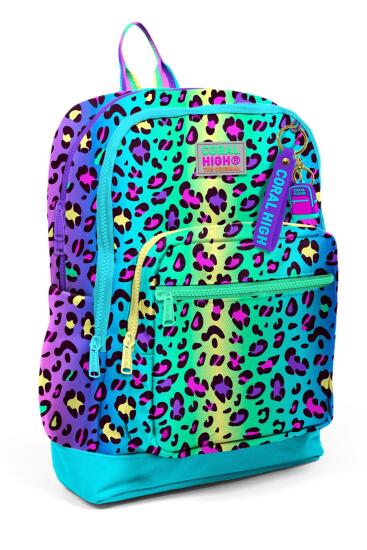 Coral High Kids Renkli Leopar Desenli Okul Sırt Çantası 23769 - Coral High KIDS