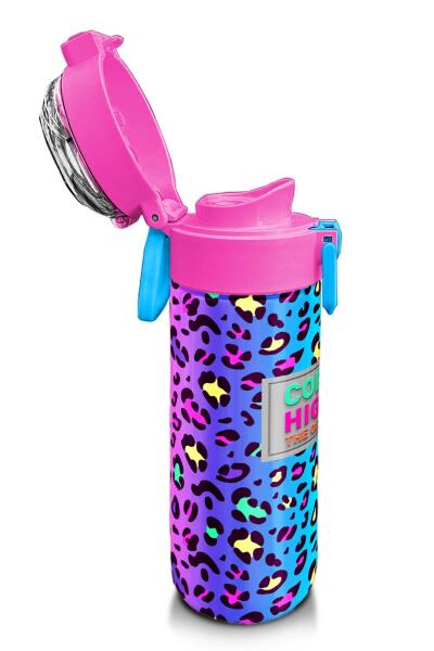 Coral High Kids Renkli Leopar Desenli Pipetli ve Direk İçimli Paslanmaz Çelik Termos 500 ML 31985 - 6