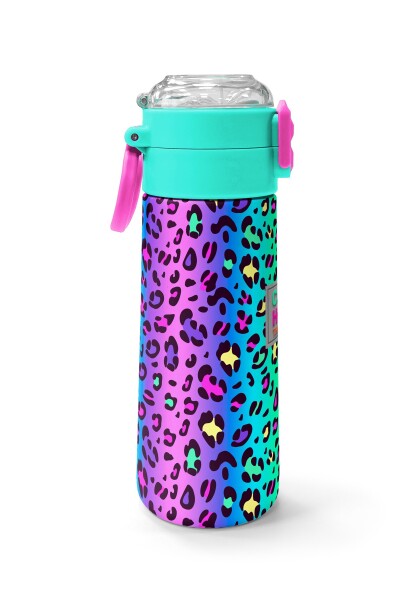 Coral High Kids Renkli Leopar Desenli Pipetli ve Direk İçimli Paslanmaz Çelik Termos 500 ML 31985 - 2