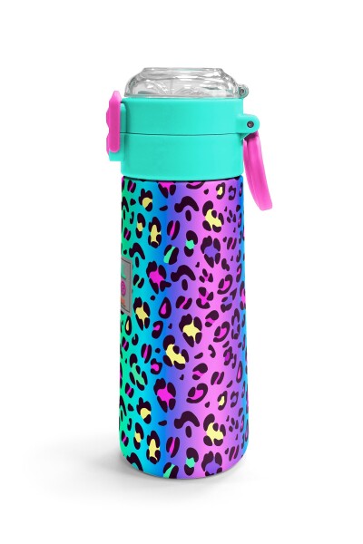 Coral High Kids Renkli Leopar Desenli Pipetli ve Direk İçimli Paslanmaz Çelik Termos 500 ML 31985 - 3
