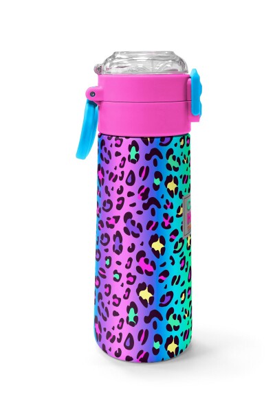 Coral High Kids Renkli Leopar Desenli Pipetli ve Direk İçimli Paslanmaz Çelik Termos 500 ML 31985 - 2