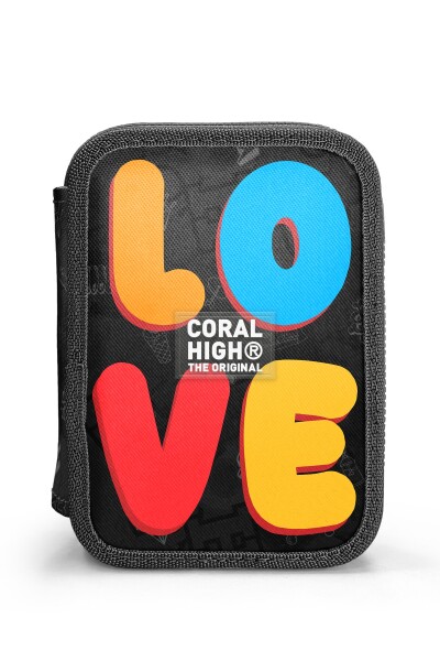 Coral High Kids Renkli Love Desenli Çift Katlı Kalem Çanta 31109 - 10