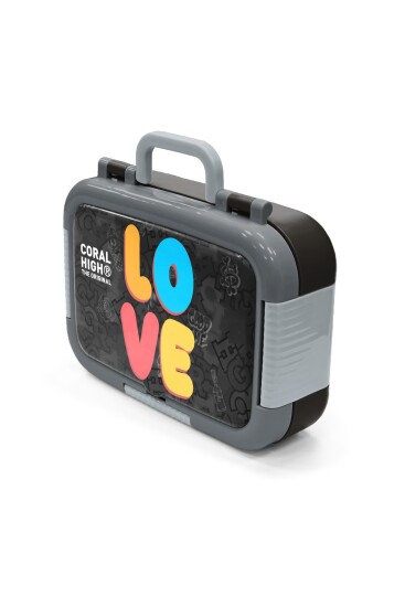 Coral High Kids Renkli Love Desenli Paslanmaz Çelik Beslenme Kabı 39130 - 4