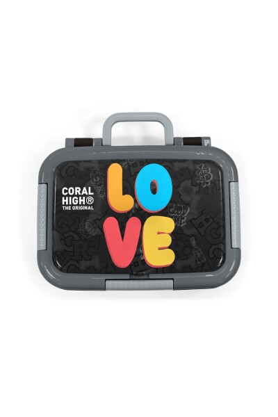 Coral High Kids Renkli Love Desenli Paslanmaz Çelik Beslenme Kabı 39130 - 5