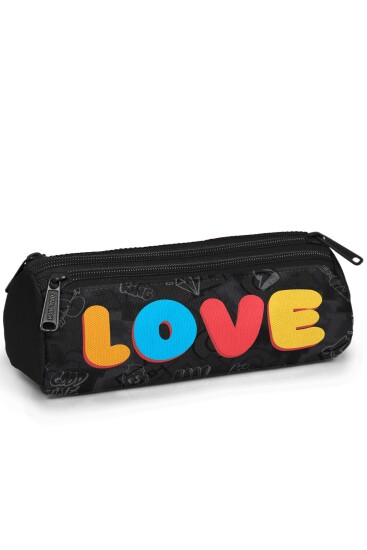 Coral High Kids Renkli Love Desenli Üç Bölmeli Kalem Çantası 31030 