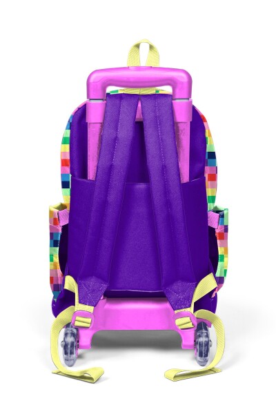 Coral High Kids Renkli Piksel Kalp Desenli Üç Bölmeli Çekçekli Okul Sırt Çantası 34008 - 5