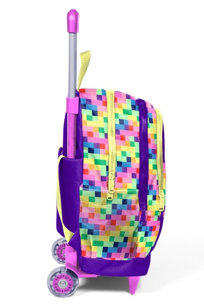 Coral High Kids Renkli Piksel Kalp Desenli Üç Bölmeli Çekçekli Okul Sırt Çantası 34008 - 8