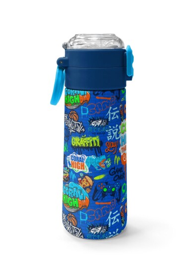 Coral High Kids Saks Grafiti Desenli Pipetli ve Direkt İçim Çelik Termos 500 ml 31968 - 2
