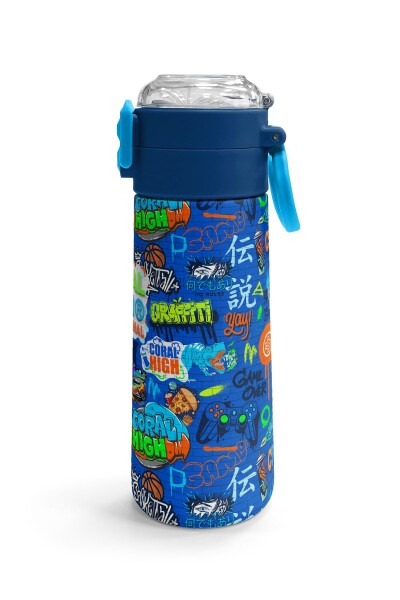 Coral High Kids Saks Grafiti Desenli Pipetli ve Direkt İçim Çelik Termos 500 ml 31968 - 3