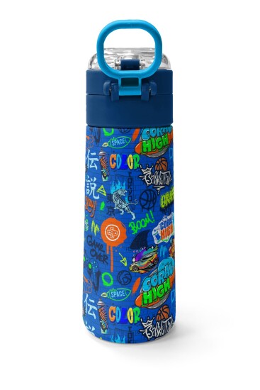 Coral High Kids Saks Grafiti Desenli Pipetli ve Direkt İçim Çelik Termos 500 ml 31968 - 4