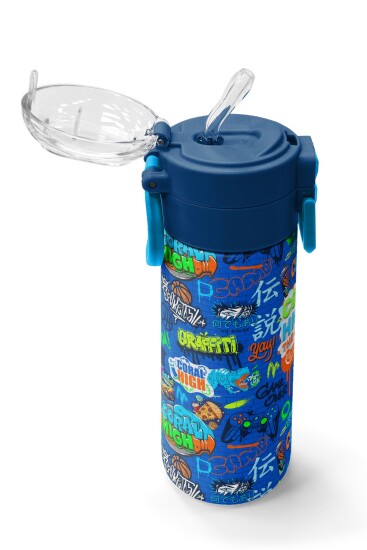 Coral High Kids Saks Grafiti Desenli Pipetli ve Direkt İçim Çelik Termos 500 ml 31968 - 5